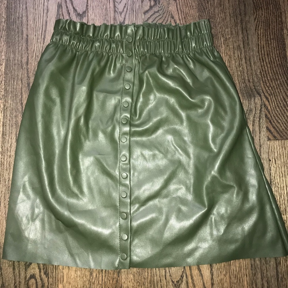 Zara green leather skirt